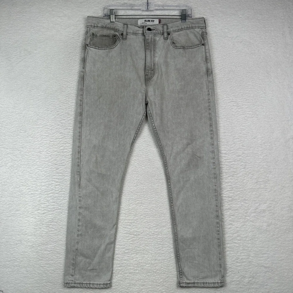 Levi's Jeans Mens 36x30 Gray Denim 511 Slim Fit Straight Light Wash Stretch